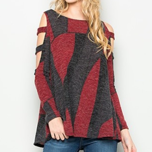 Open Long Sleeve Ladder Cut Out Tunic Top - Picture 3 of 6